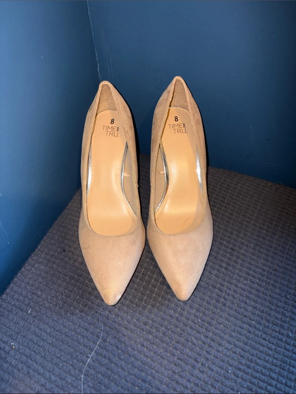 Time and Tru Women's Nude Suede Pointed-Toe Pumps 8